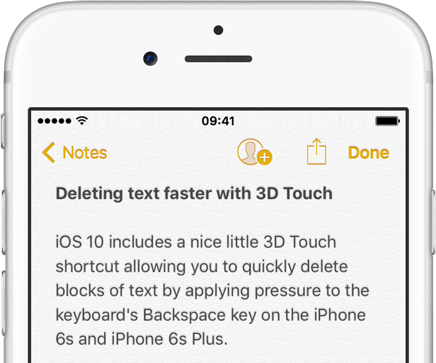 iOS 10 delete text faster with 3D Touch iPhone screenshot 001