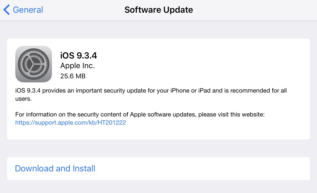 iOS 9.3.4 update prompt iPad screenshot 001
