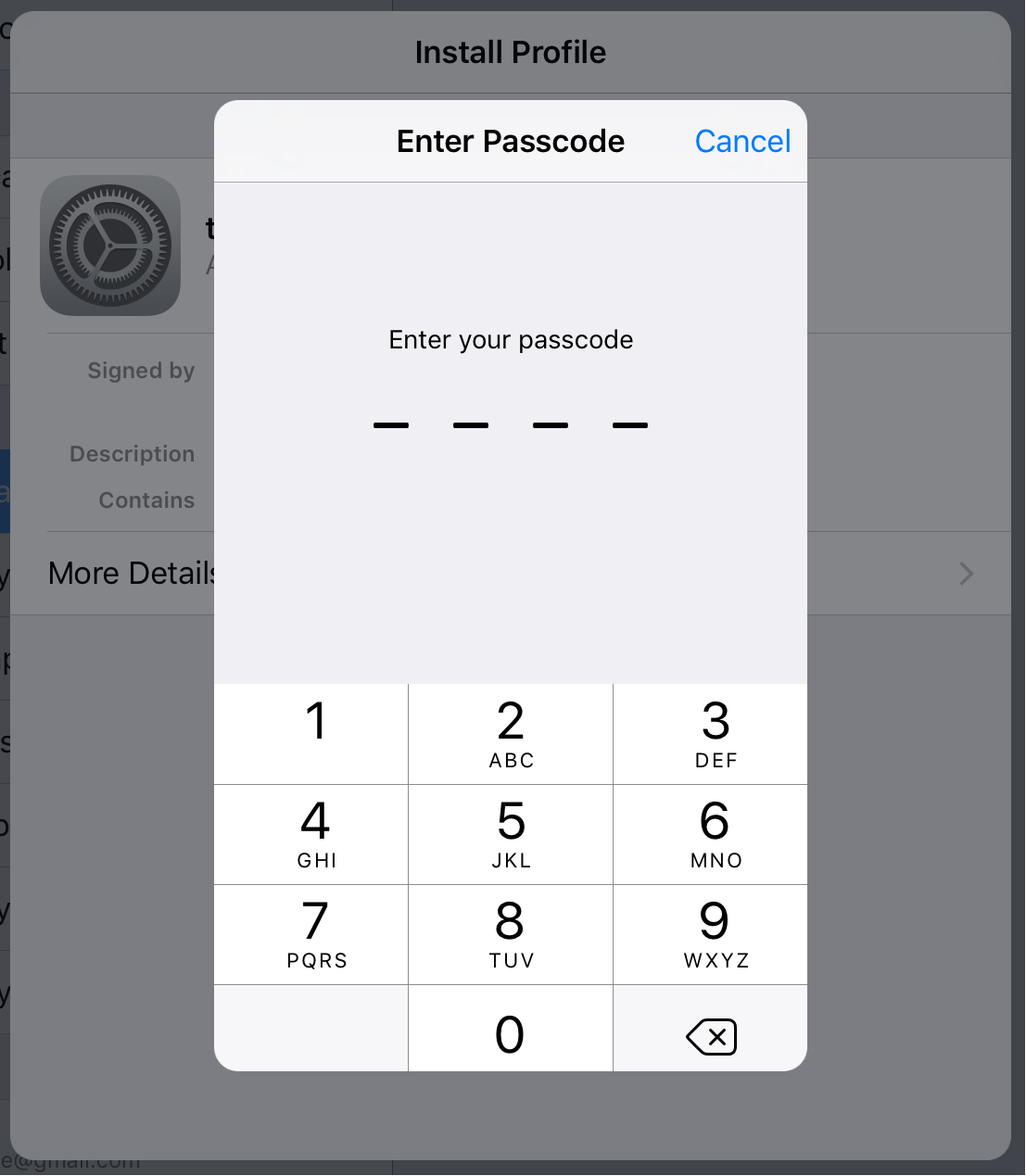 iOS Configuration Profile Passcode