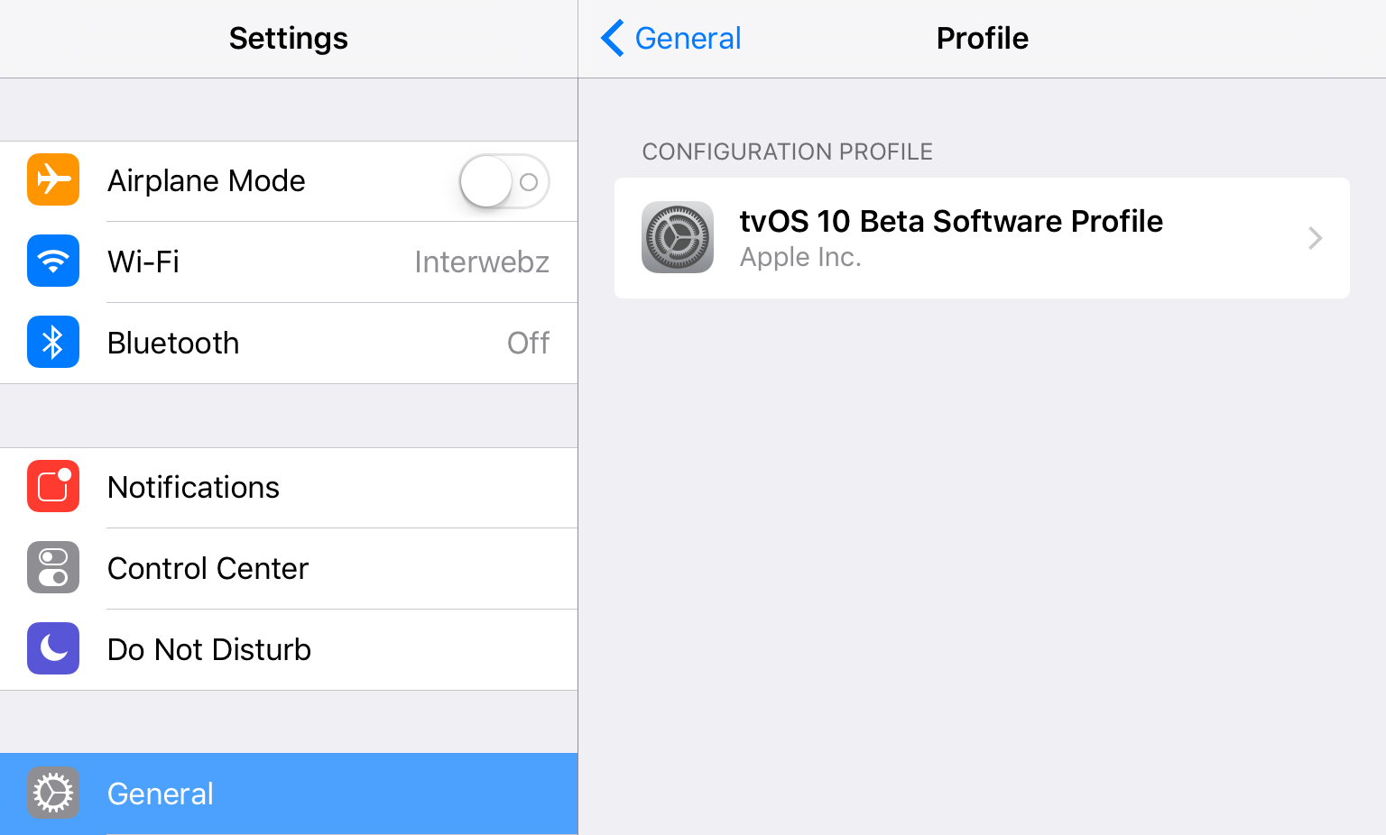 iOS tvOS Configuration Profile