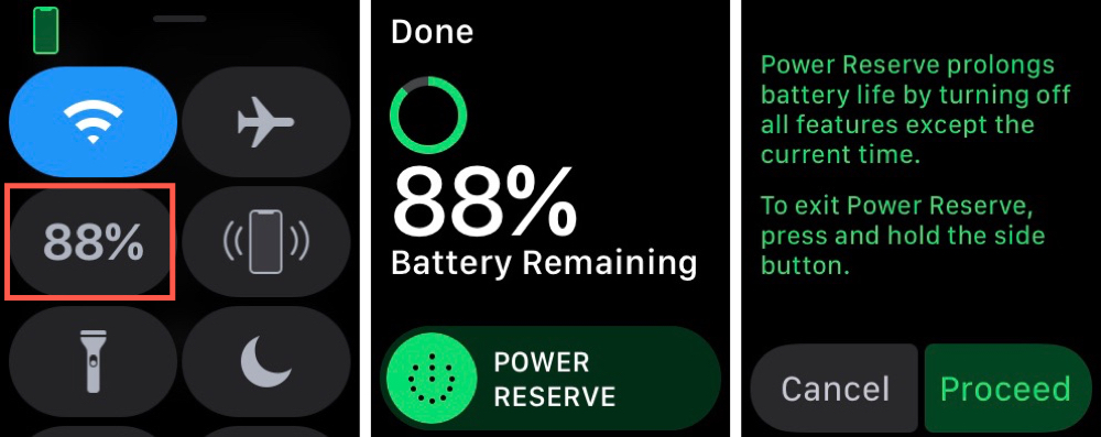 Enable Power Reserve Mode on Apple Watch
