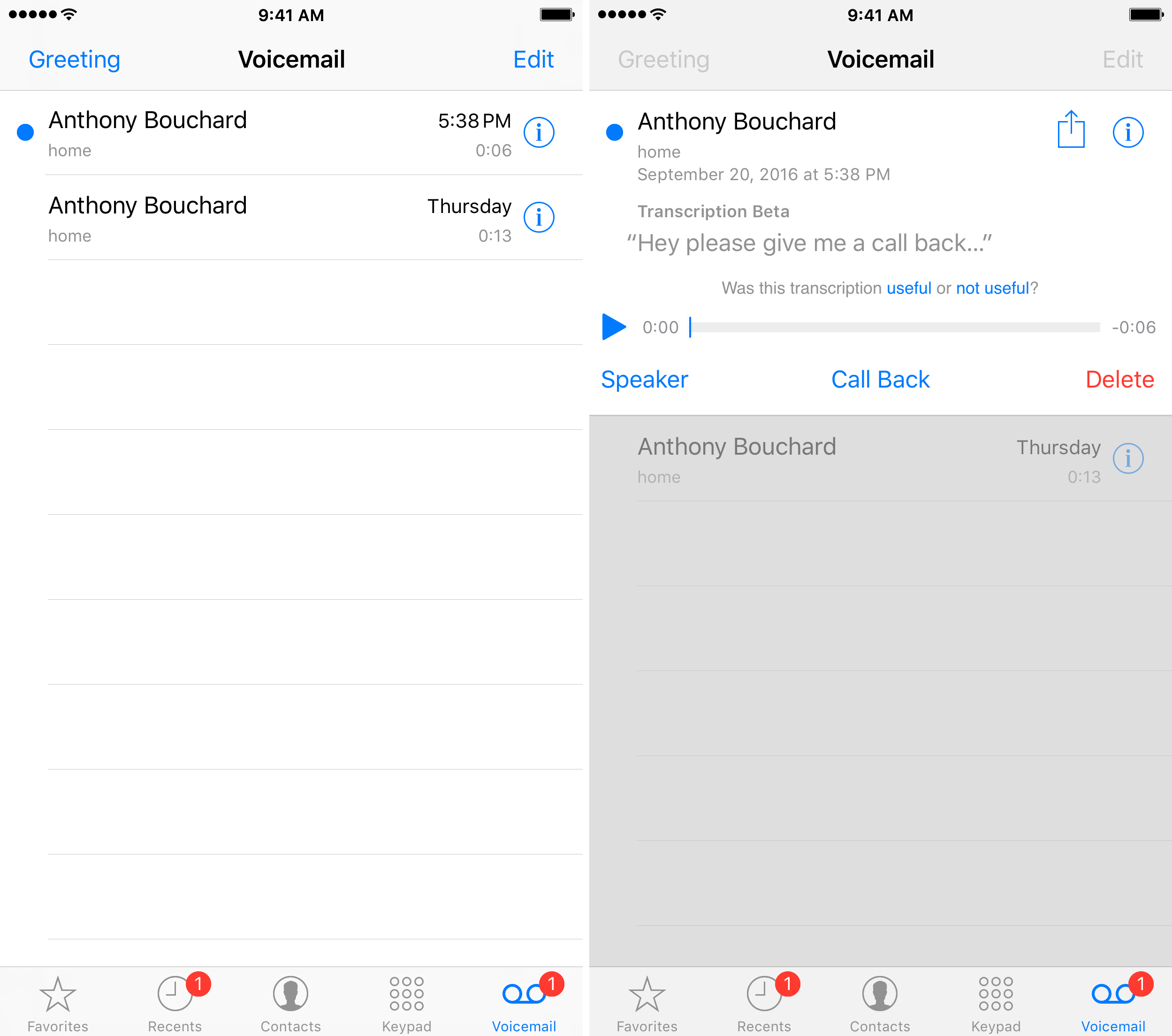 voicemail transcription iPhone