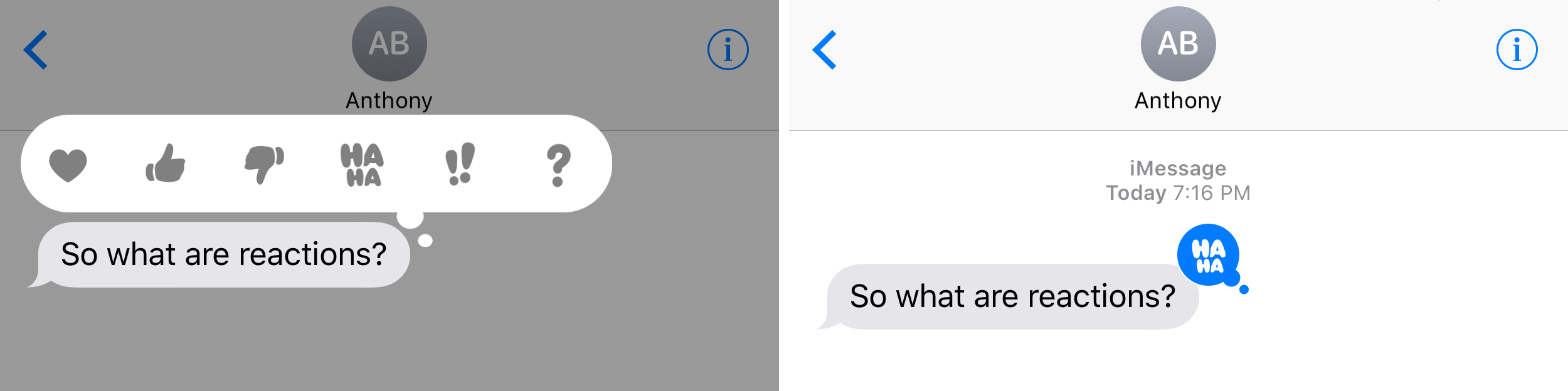 iMessage Reactions Demo