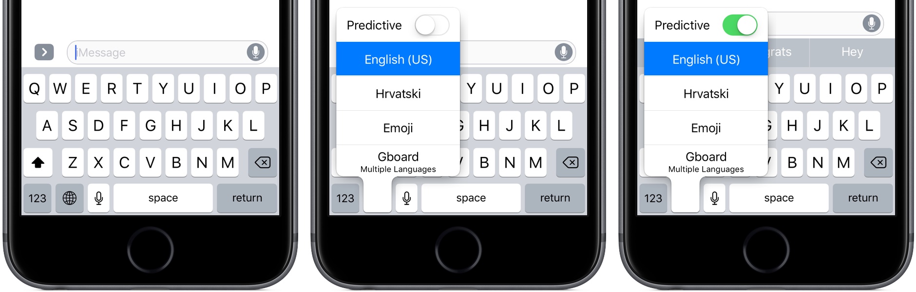 iOS 10 QuickType Predictive space gray iPhone screenshot 001