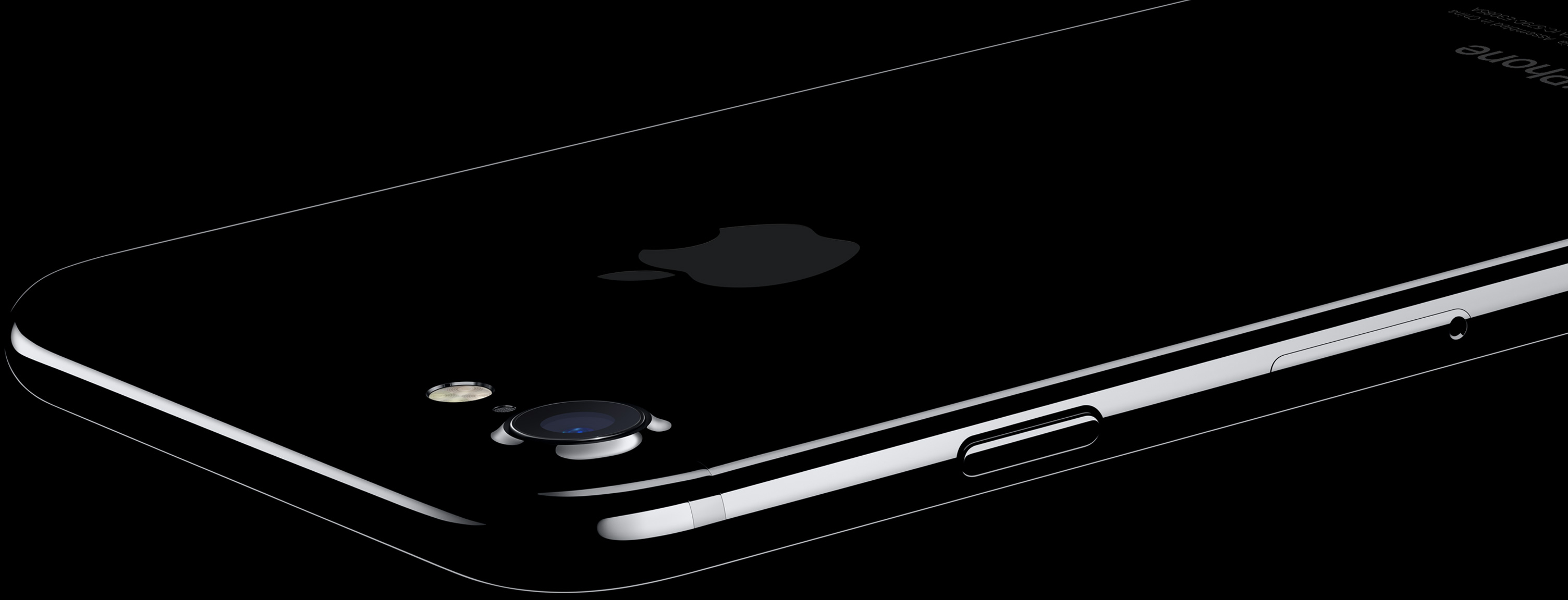Closeup PR image of the rear of an iPhone 7 in jet black finish, used to illustrate the report about titanium iPhone 14