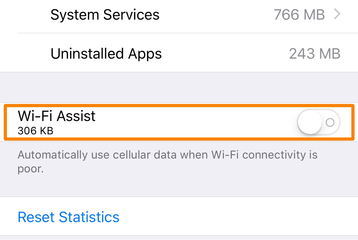 Disable Wi-Fi Assist