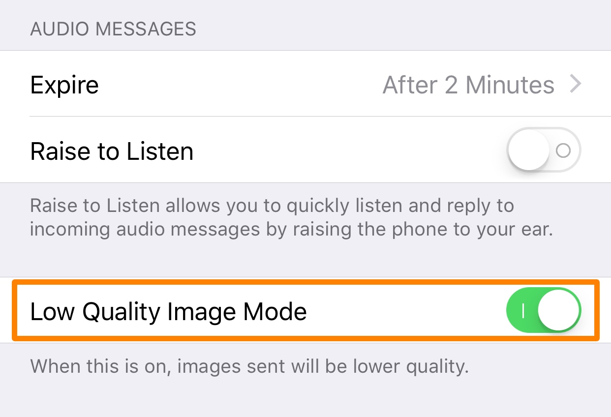 Low Quality Image Mode iOS 10