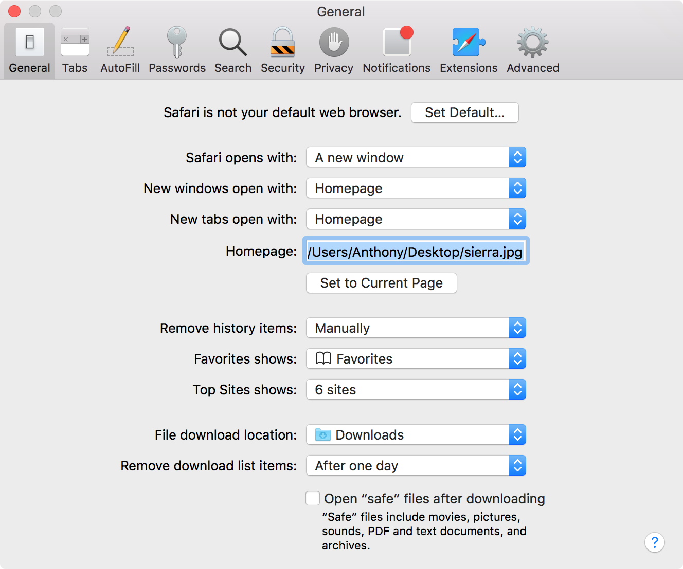 How to set up an image as your Home page in Safari on Mac