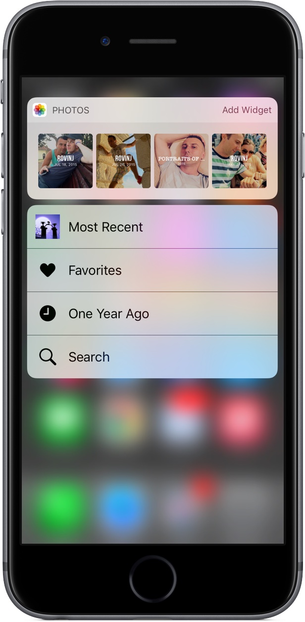 iOS 10 Memories Home screen widget 3d touch iPhone screenshot 001