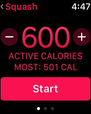 set calories watch workout