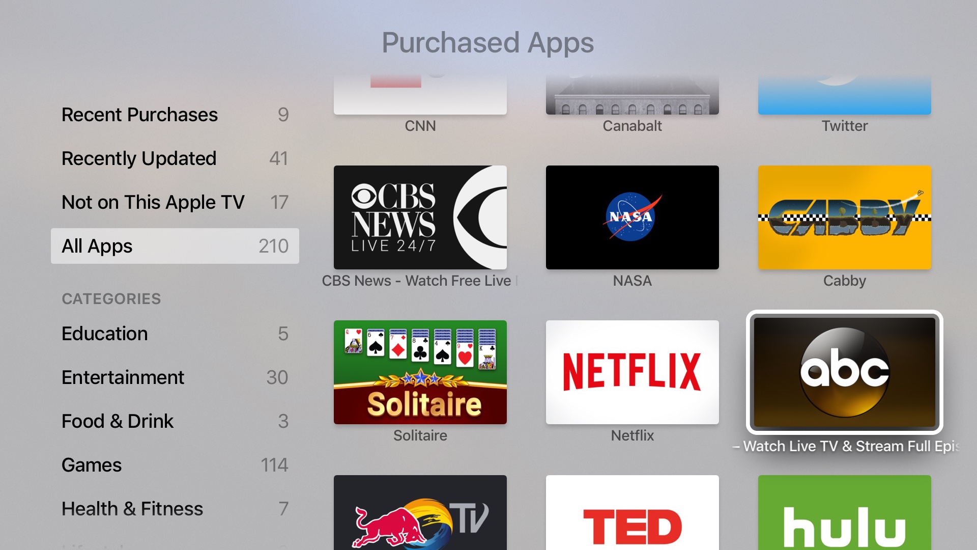 tvOS App Store Purchased Apps All Apple TV screenshot 001