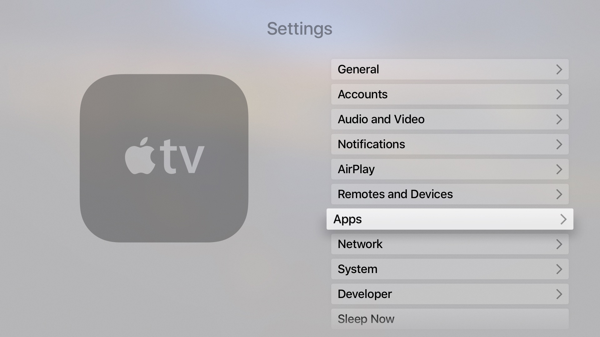tvOS Settings Apps Apple TV screenshot 001