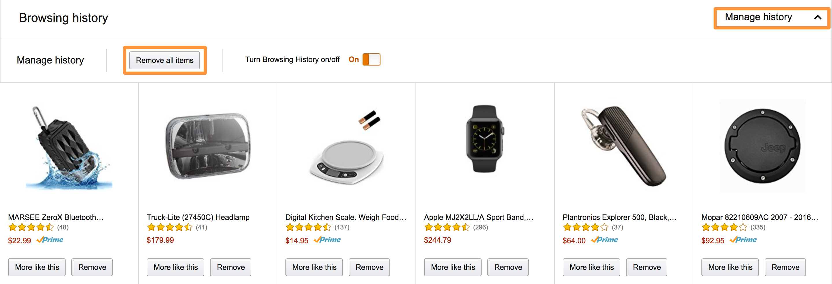 Amazon Browsing History Remove All Items
