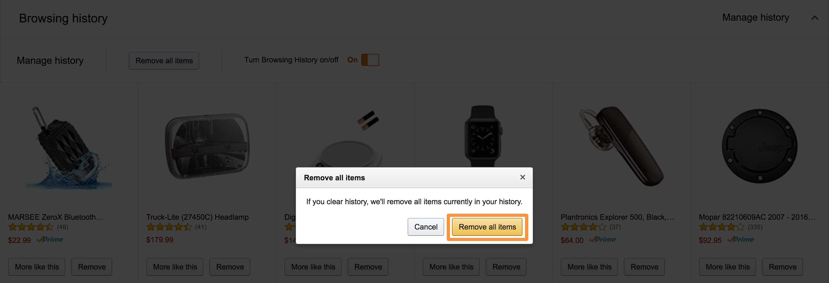 Amazon Com Browsing History Remove All Items