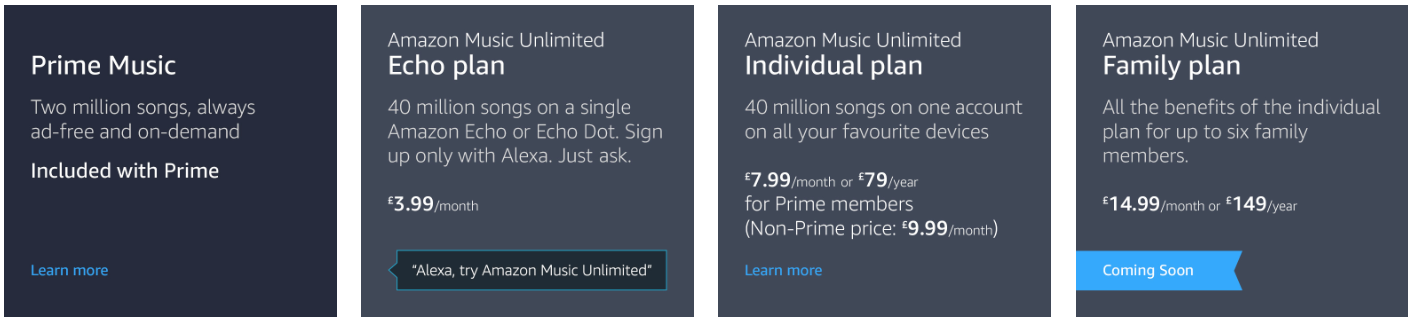 Amazon Music Unlimited UK prices