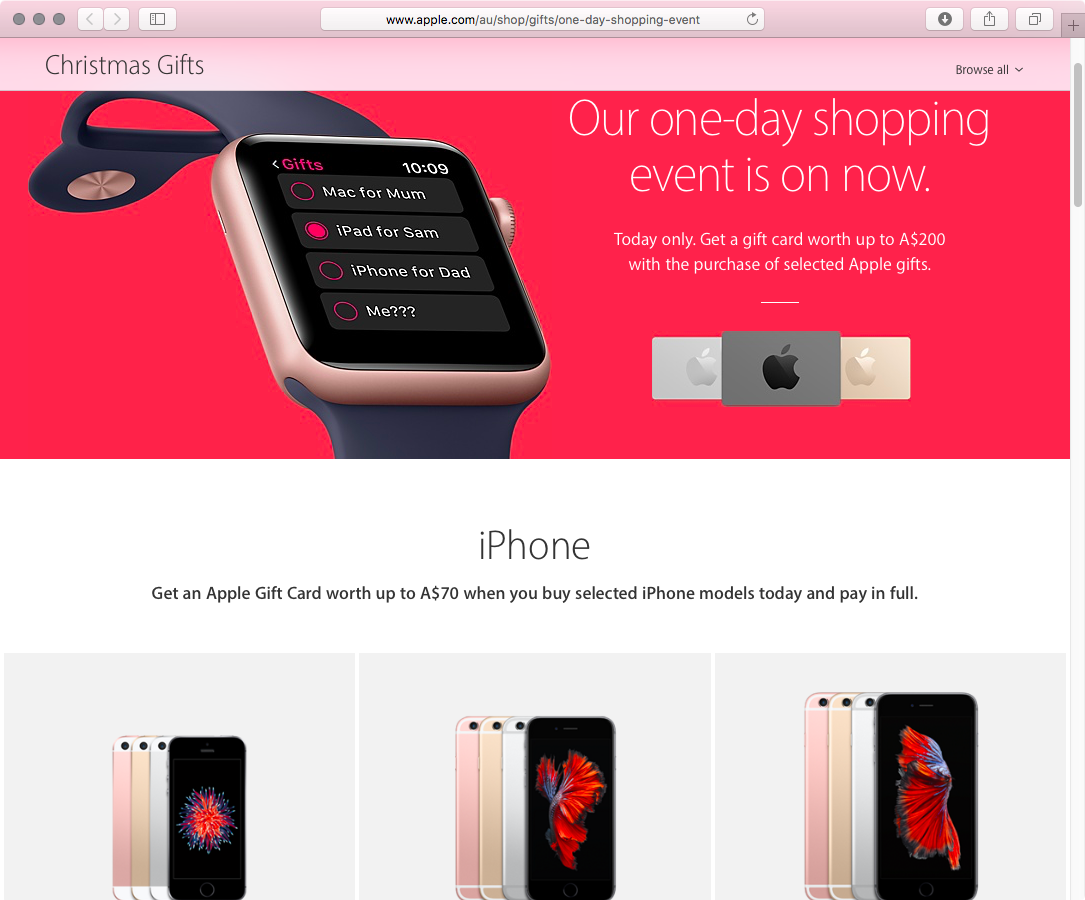 Apple Black Friday 2016 Australia web screenshot 001