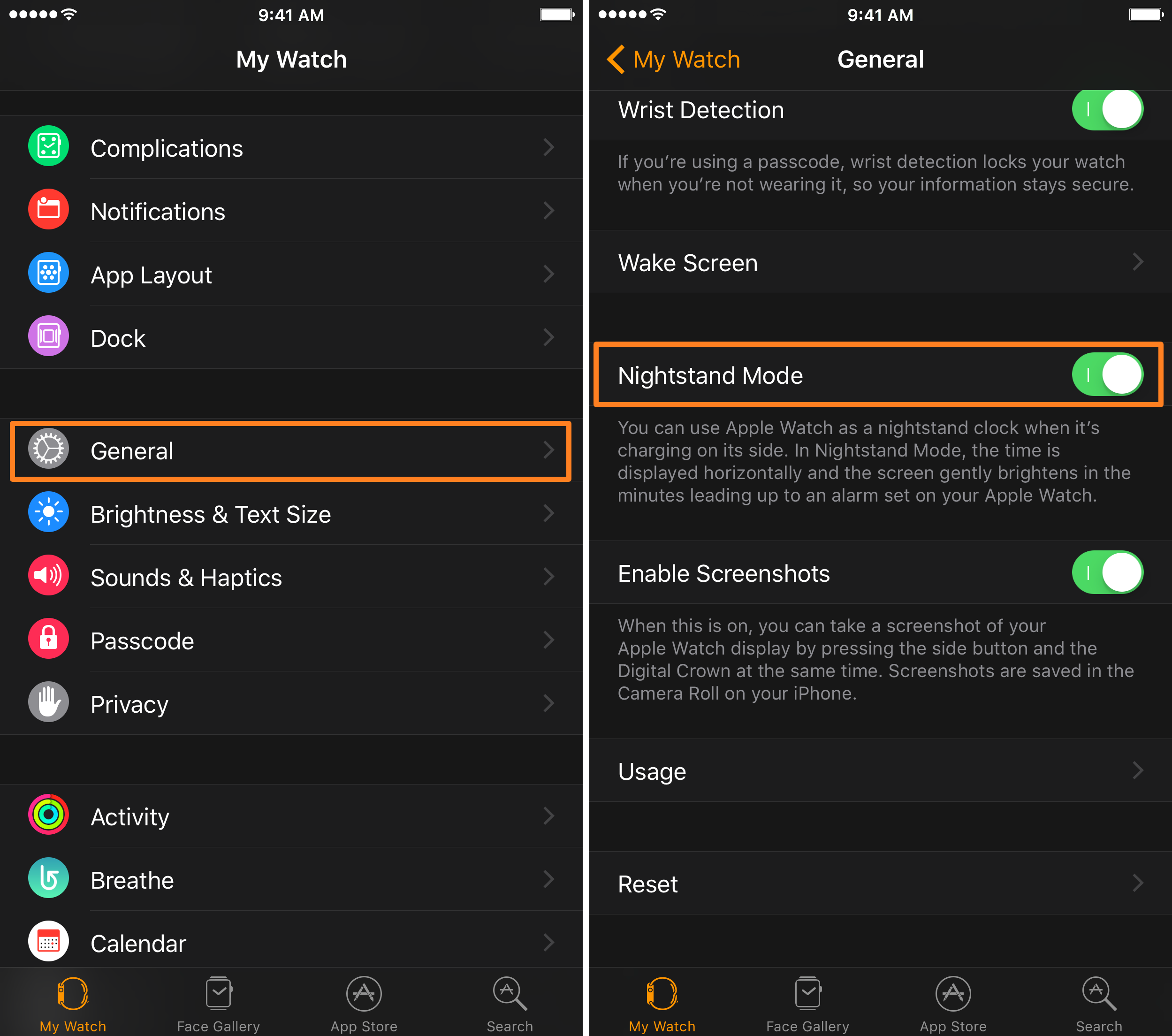 Enable Nightstand Mode for Apple Watch from iPhone