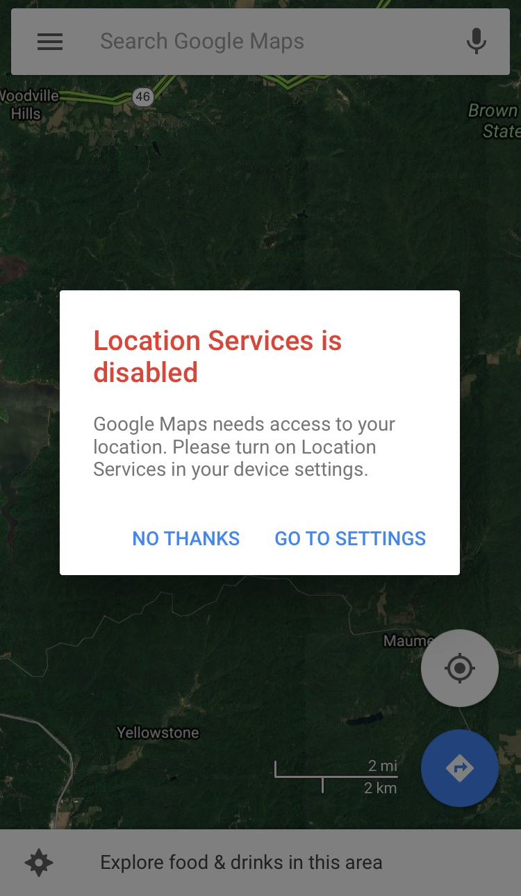 Google Maps Location Services Alert