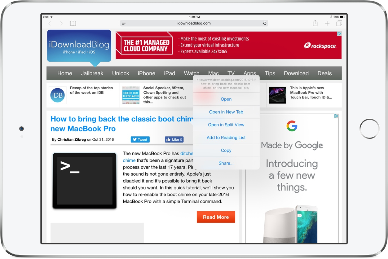 How to view two webapges Safari Split View iPad screenshot 006