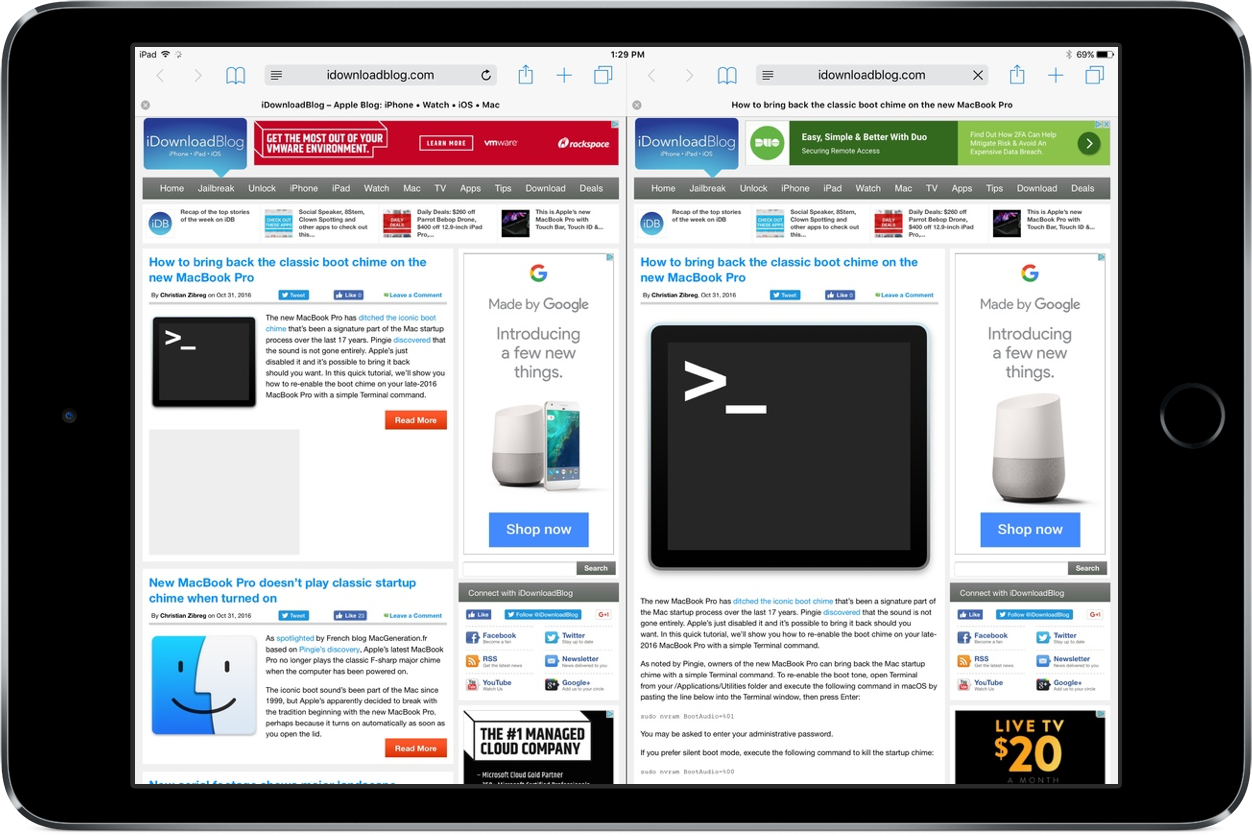 How to view two webapges Safari Split View iPad screenshot 007