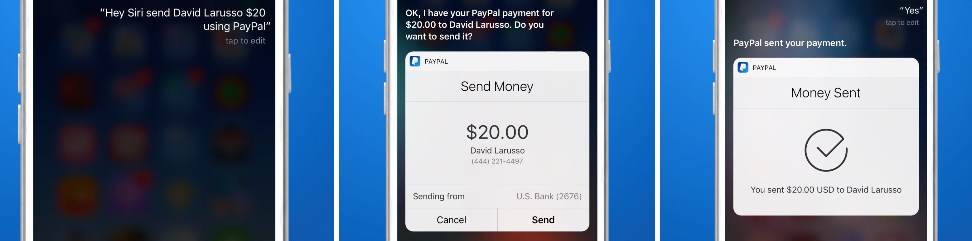 PayPal for iOS Siri payment integration