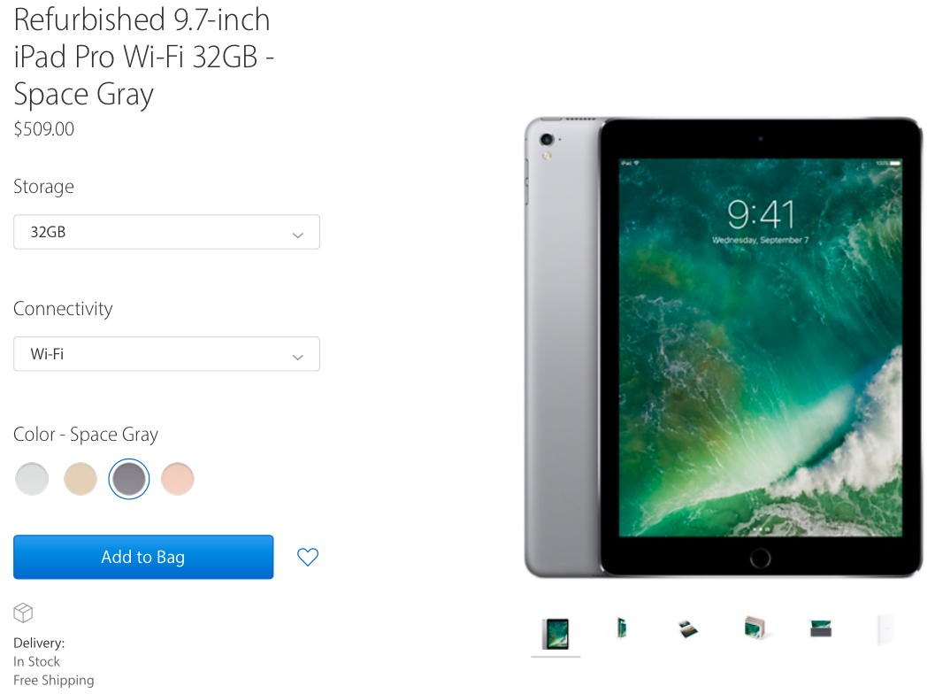 Refurbished 9.7-inch iPad Pro now available in Apple's online store