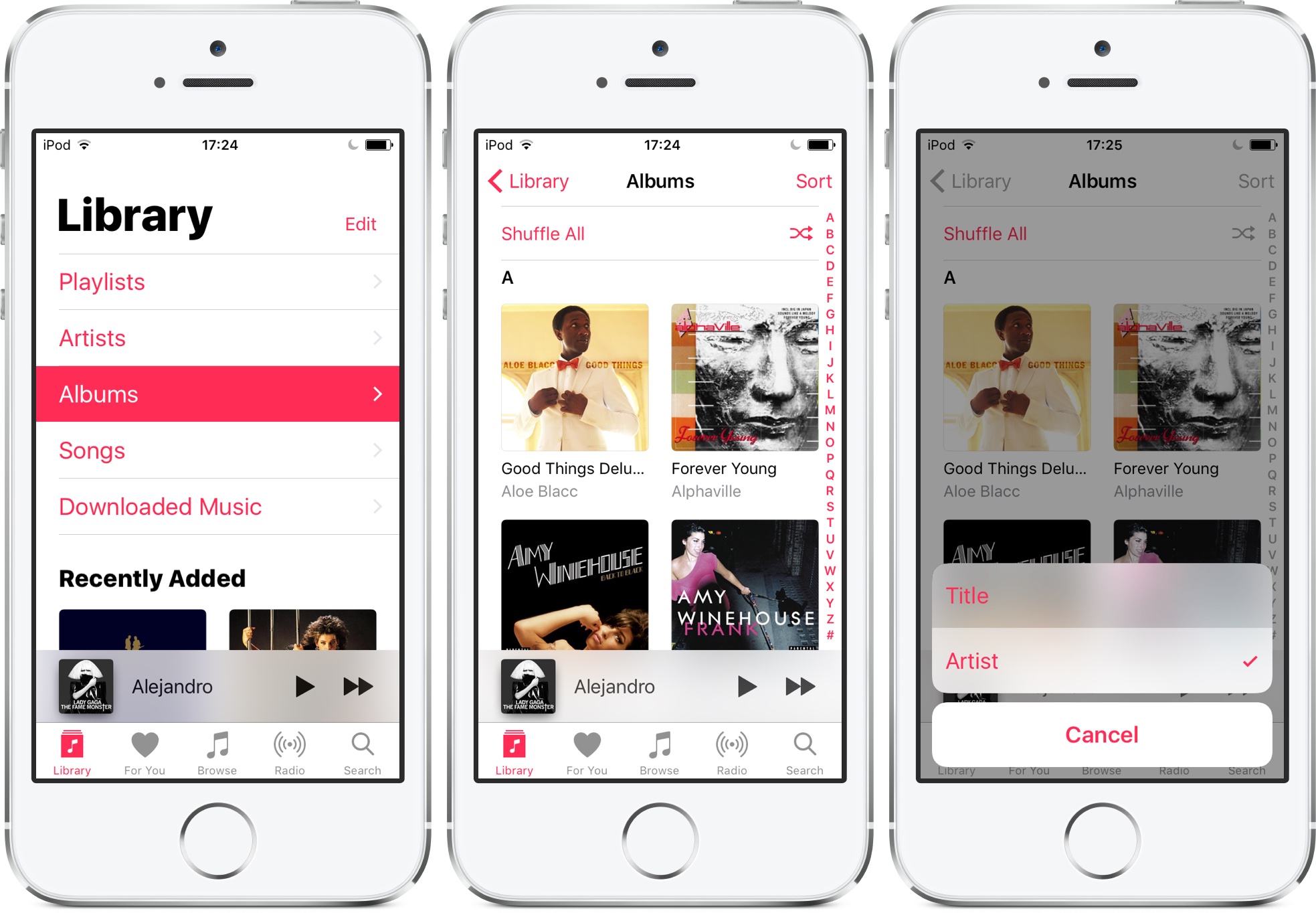 iOS 10.2 beta 1 Music Albums sorting options iPhone screenshot 001