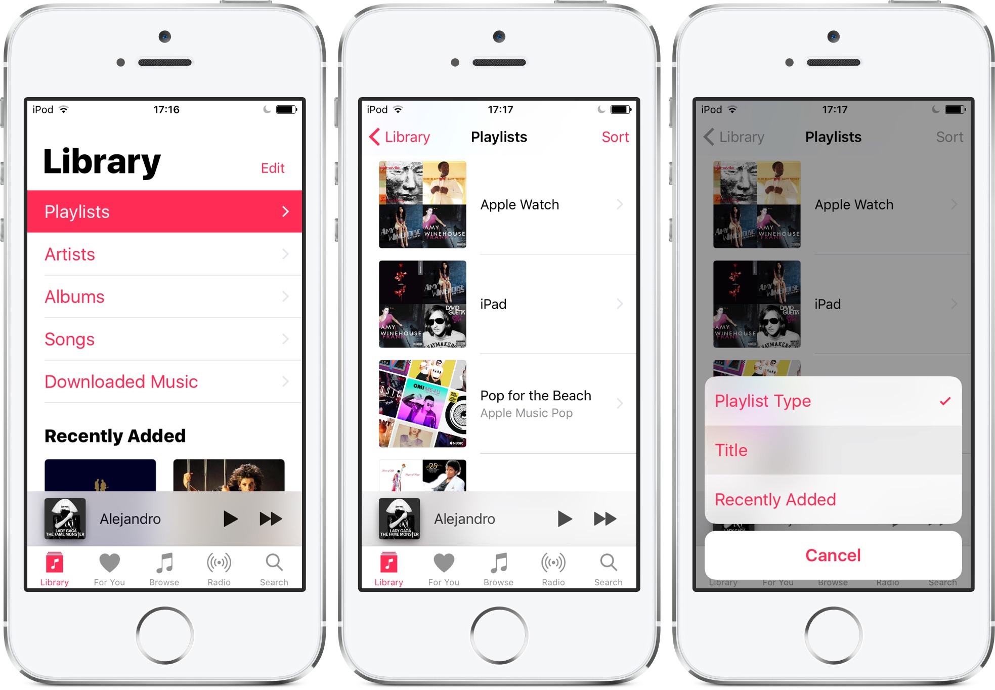 iOS 10.2 beta 1 Music Playlist sorting options iPhone screenshot 001