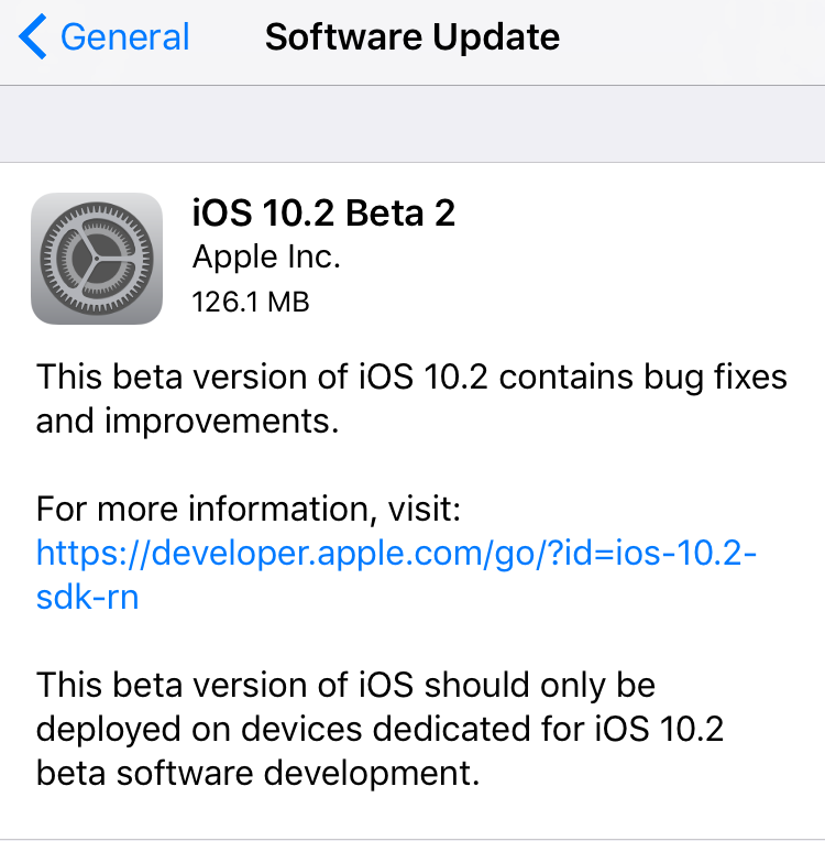 ios 10.2 beta 2