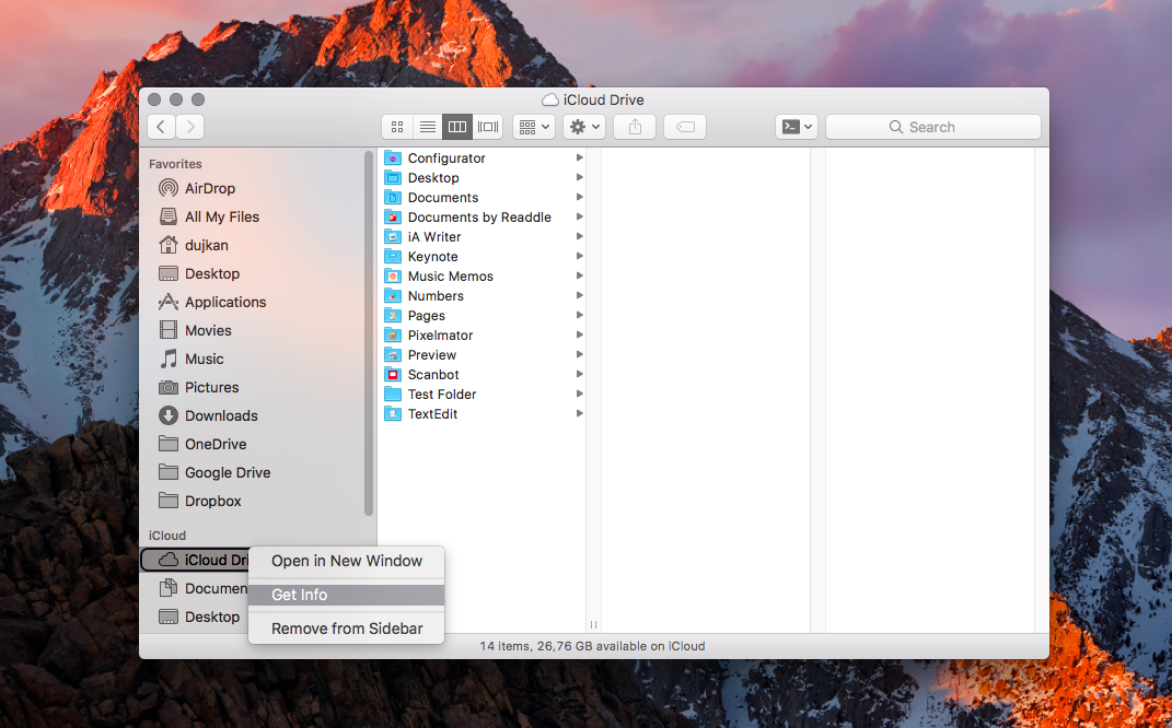 macOS Sierra Finder sidebar iCLoud Drive Mac screenshot 001