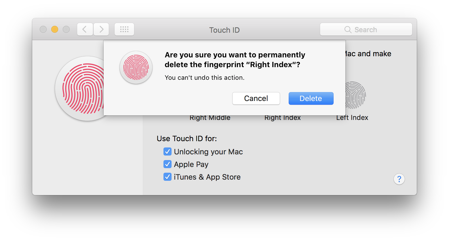 macOS System Preferences Touch ID delete fingerprint Mac screenshot 002