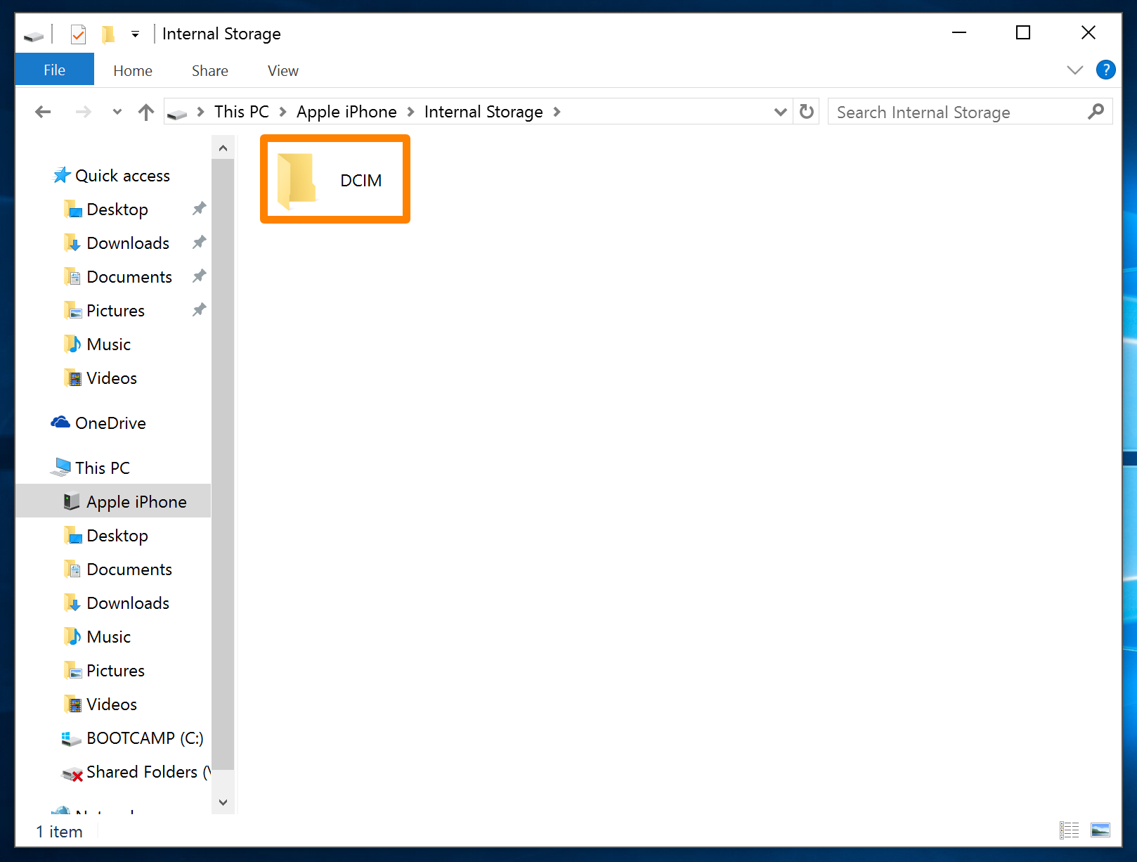 Windows Explorer DCIM folder