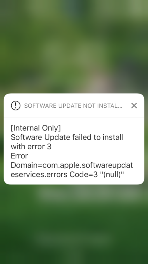 iPhone Software Update Not Installed Error
