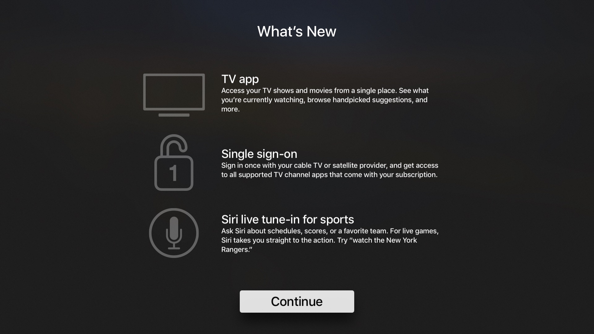 tvOS 10.1 whats new Apple TV splash screen