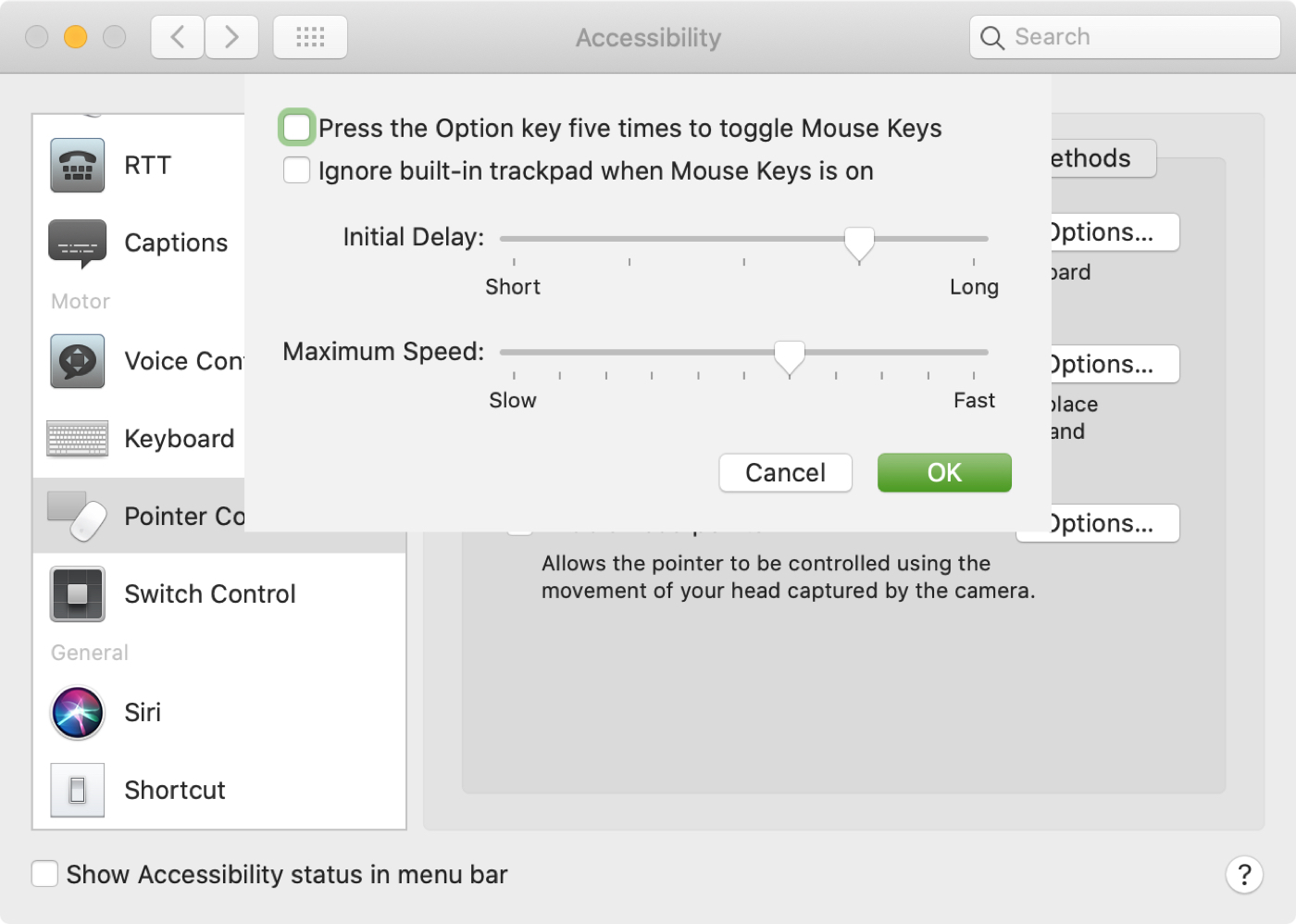 How to move and control the mouse pointer using your Mac keyboard