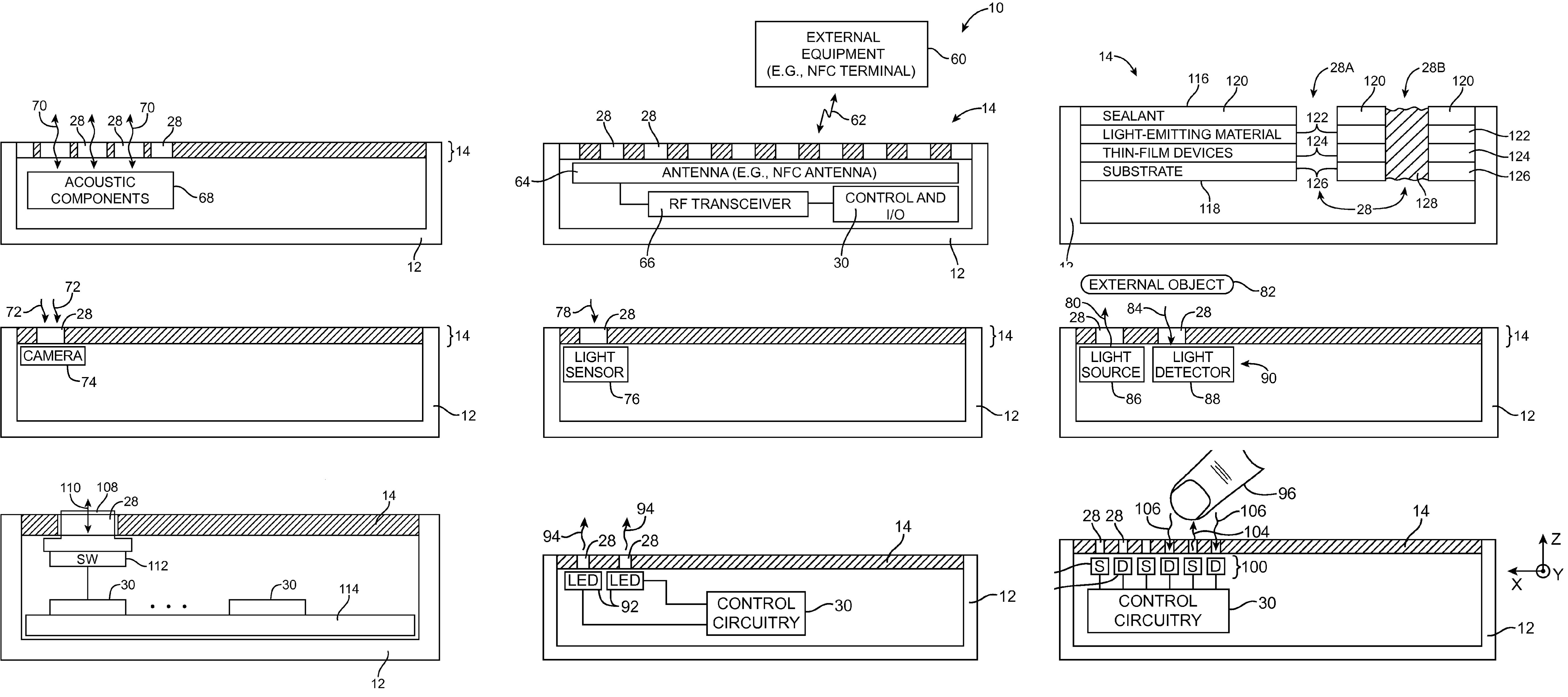 Apple patent fullscreen iPhone sensors drawing 001