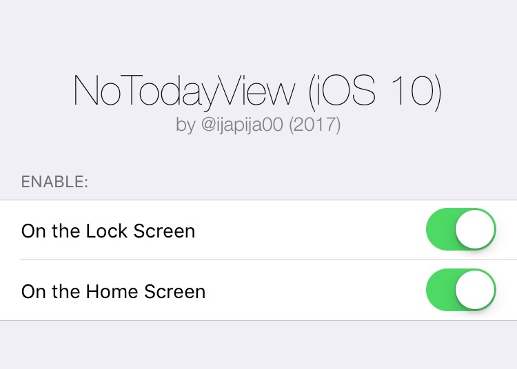 NoTodayView iOS 10 Preferences Pane