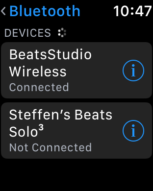 Bluetooth device connected with Apple Watch 