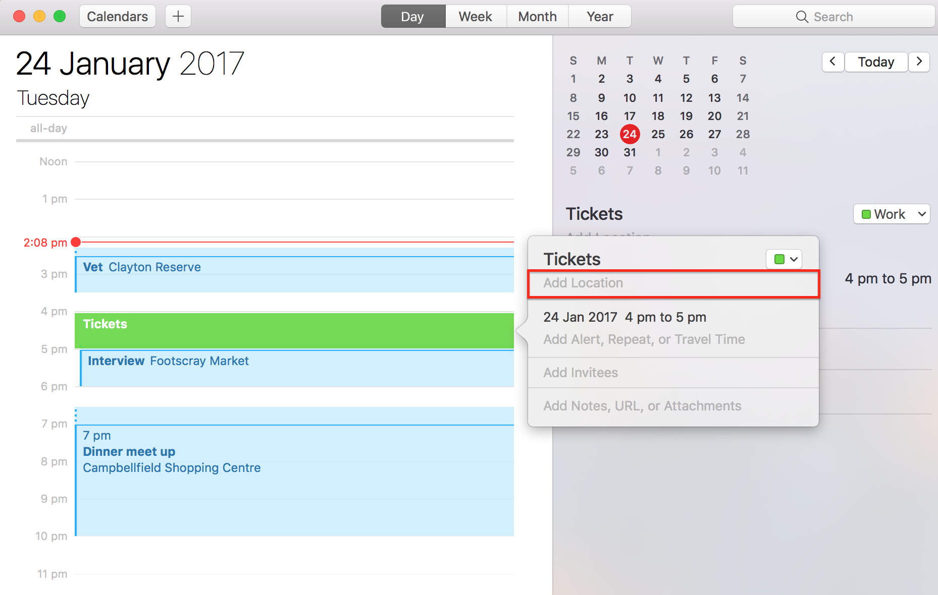Add location to event in Calendars on Mac