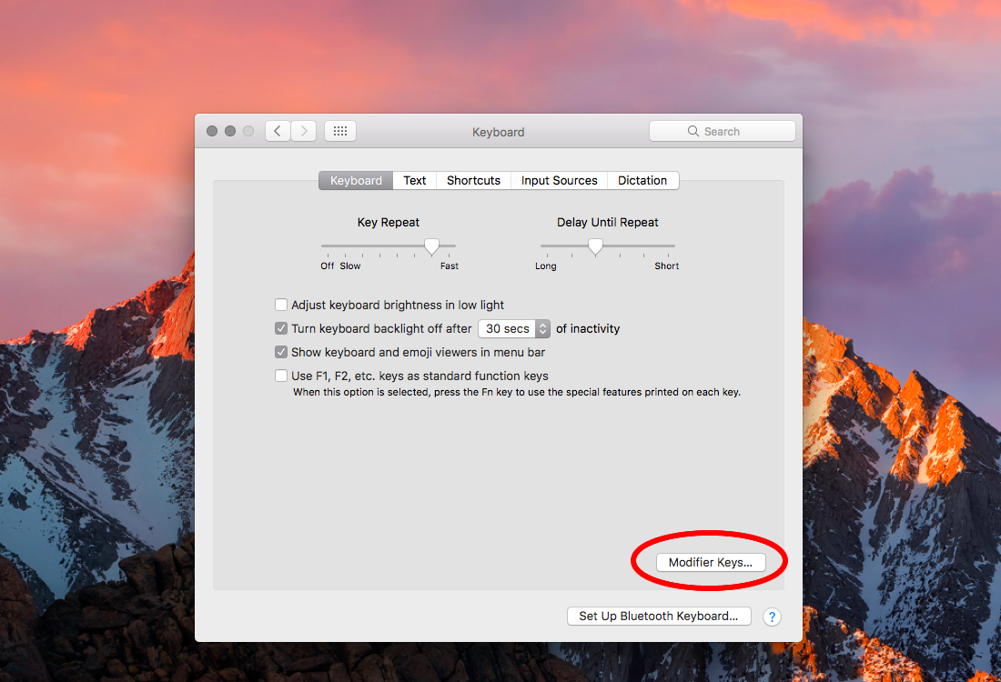 Change modifier keys on Mac