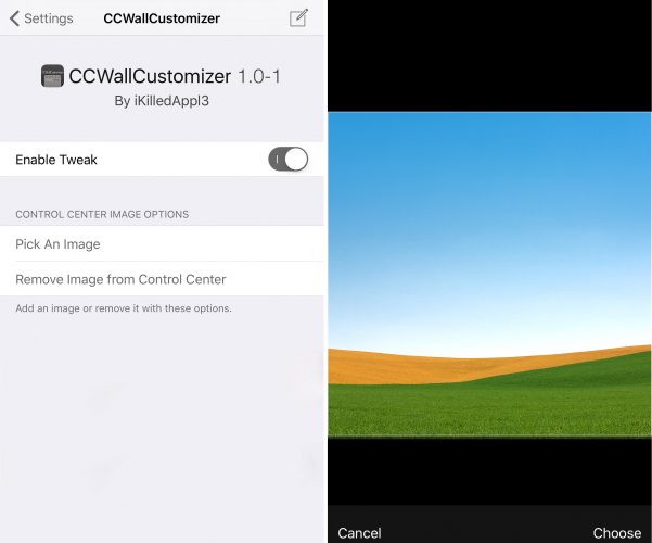 CCWallCustomizer lets you change your Control Center background
