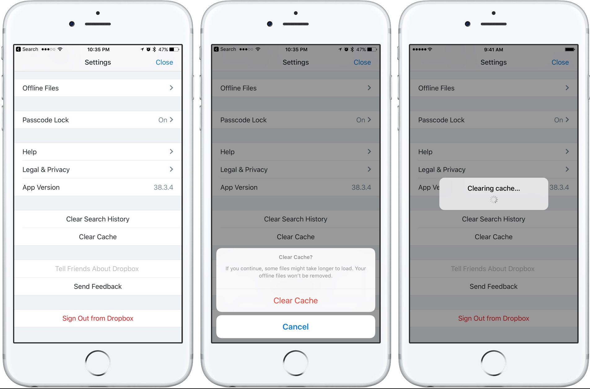 Clear Dropbox cache on your iPhone