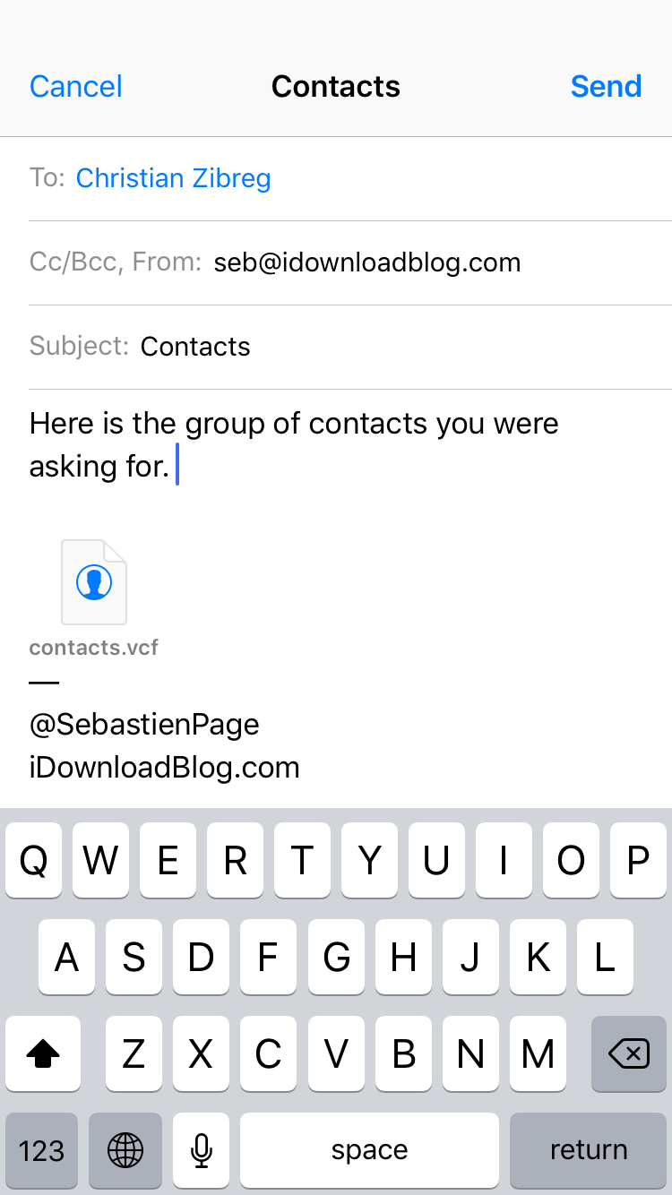 Send group via email