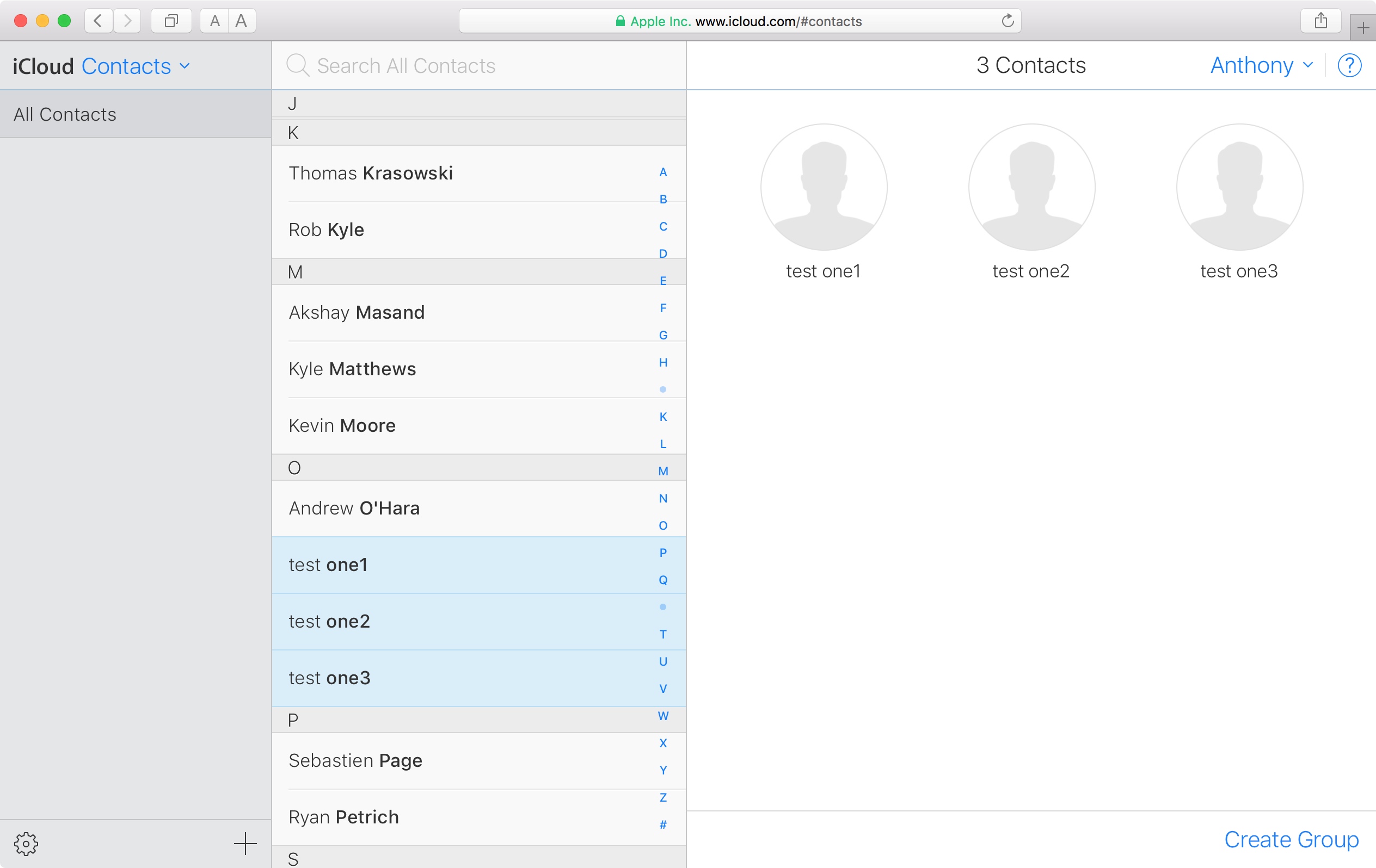 Select to delete multiple contacts on iCloud