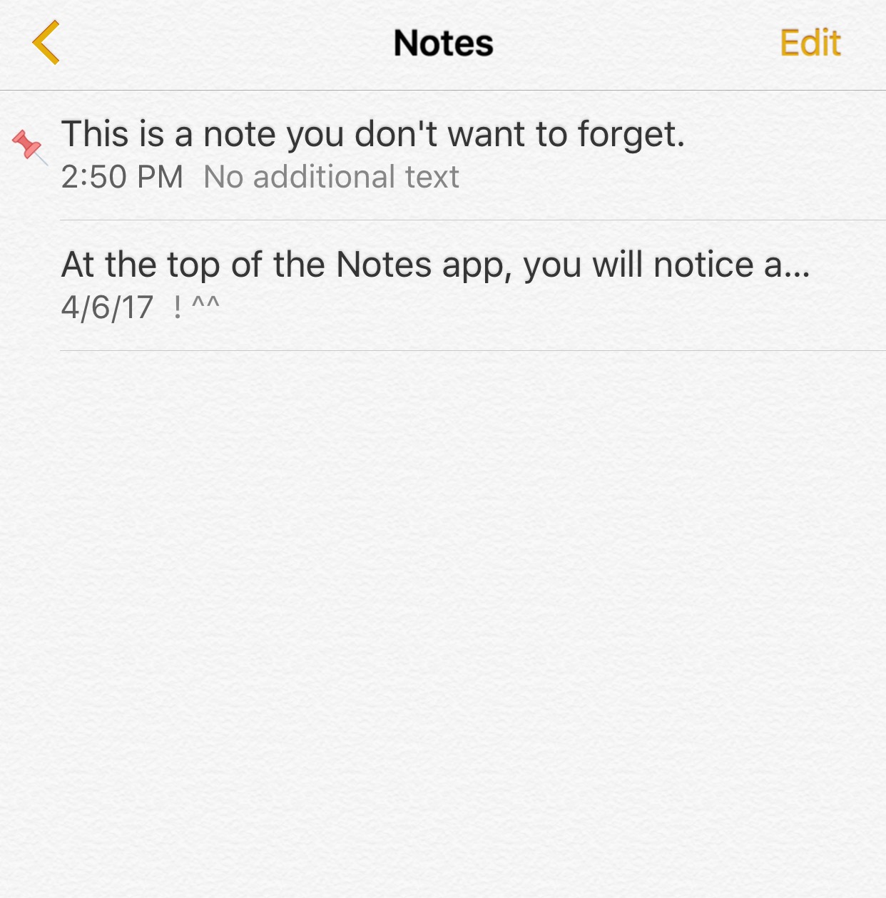 Pin important notes at the top of the Notes app with Thumbtack