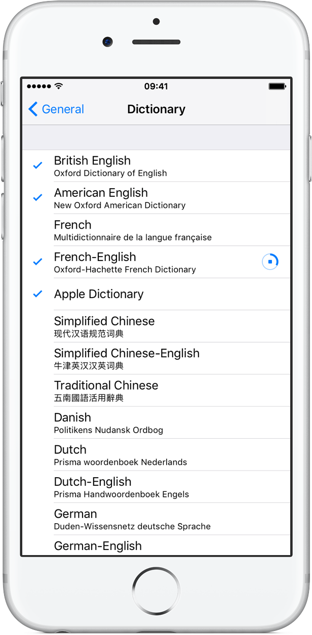 change iPhone keyboard layout - dictionaries