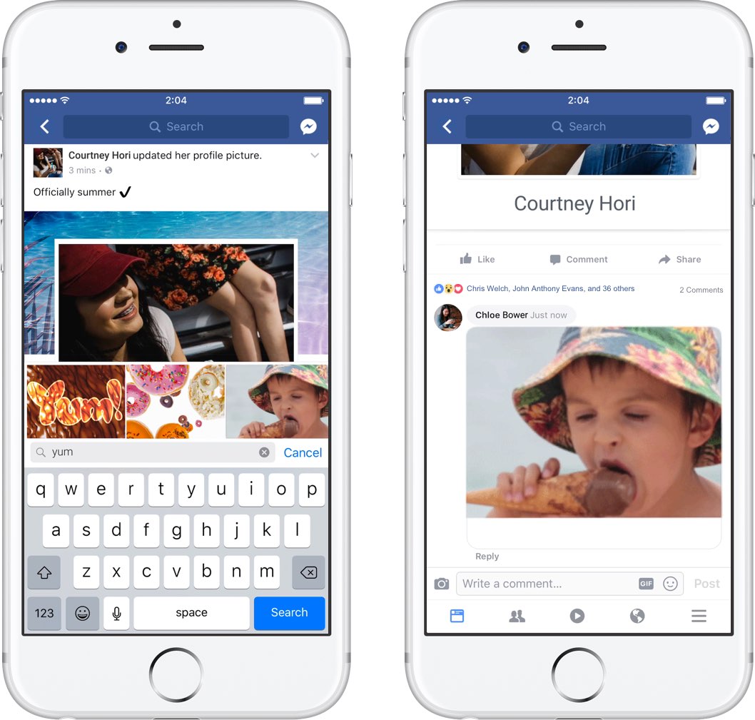 Facebook for iOS now lets everyone use animated GIFs in comments