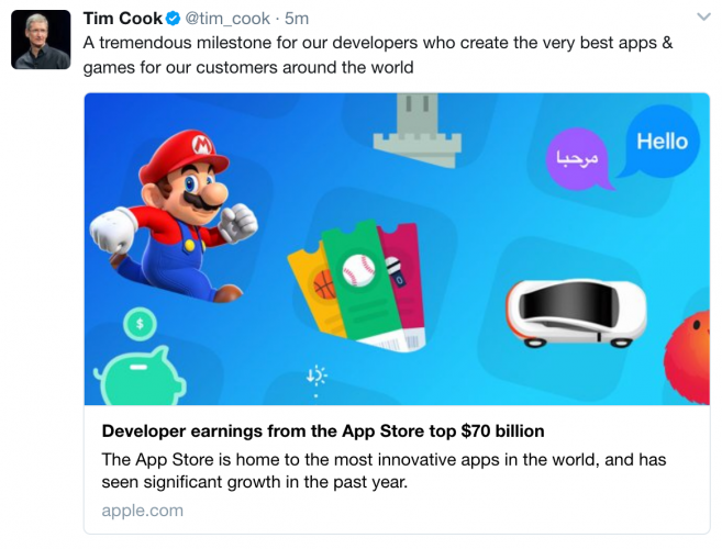Apple: App Store developers earned over $70 billion in revenue since debut