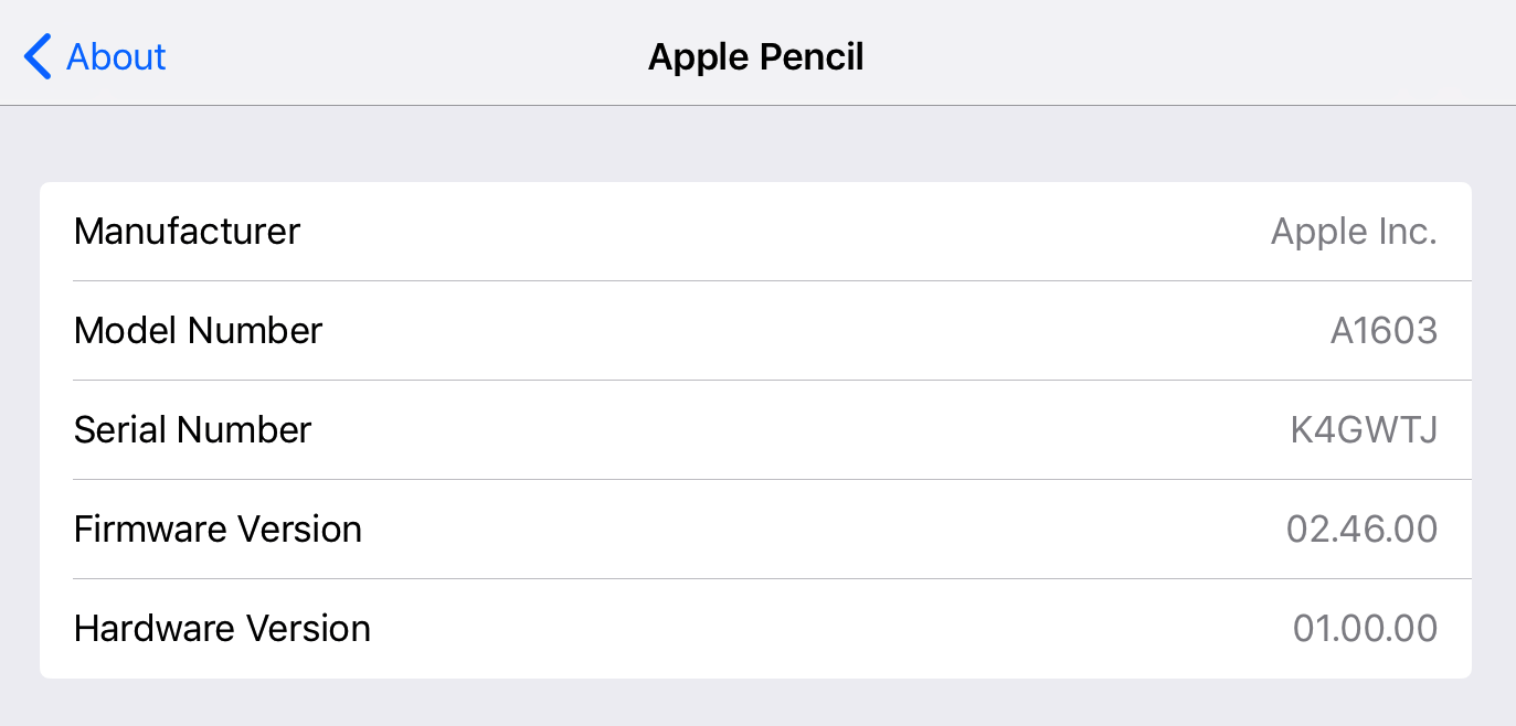 find your apple pencil firmware version