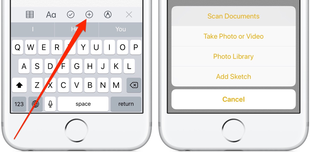 How to scan documents in the Notes app